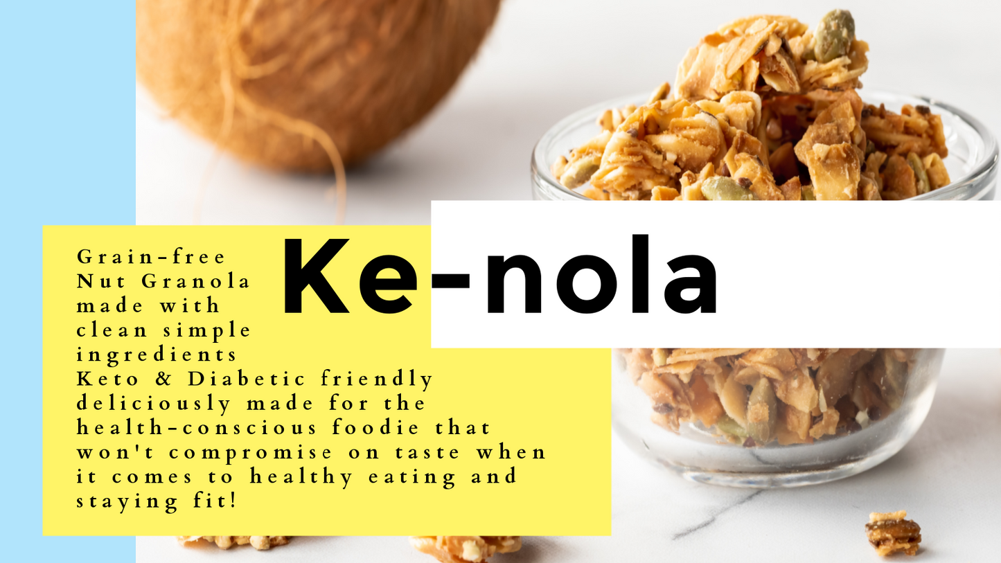 KE-NOLA GRAIN-FREE SOY-FREE GRANOLA Apple Crumble Crunch  Low-Carb Grain-Free Soy-Free Granola, Cereal & Topping | 12 oz