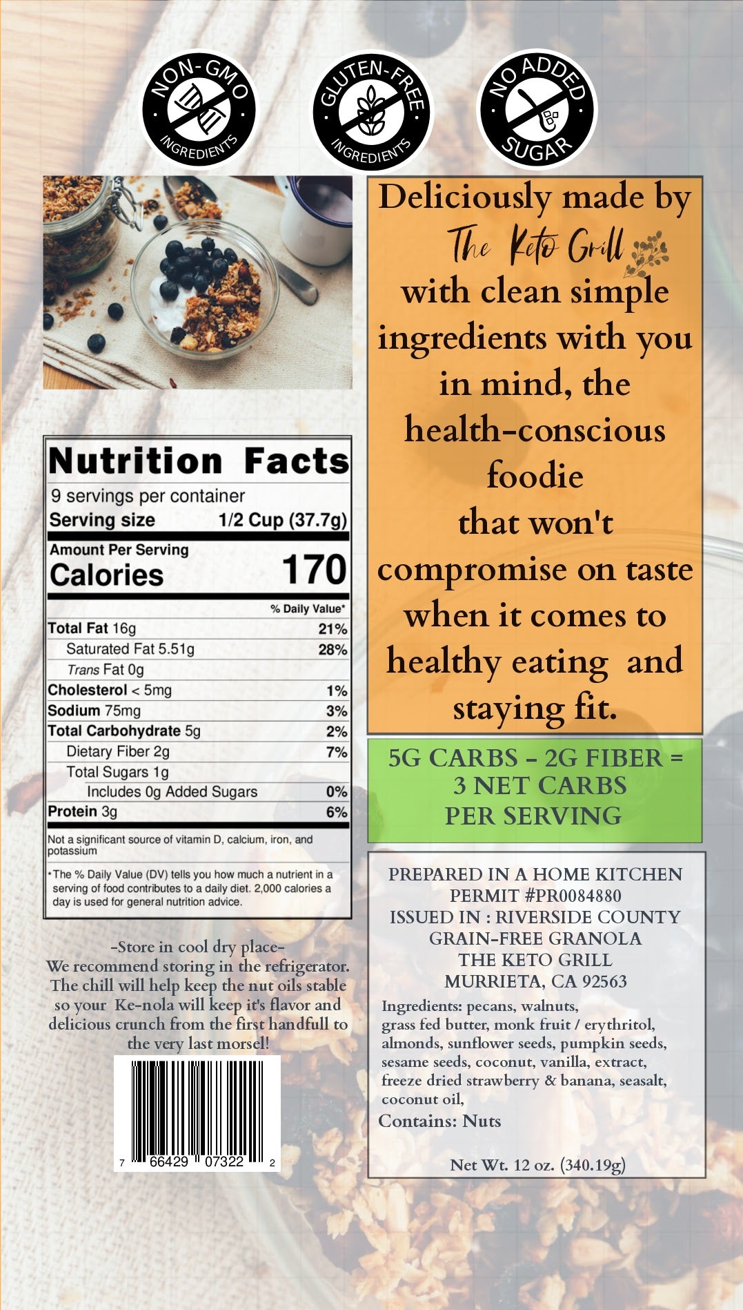 Ke-nola Grain-free Soy-free Granola Strawbery banana Crunch Grain-Free Soy-Free Granola | 12 oz |
