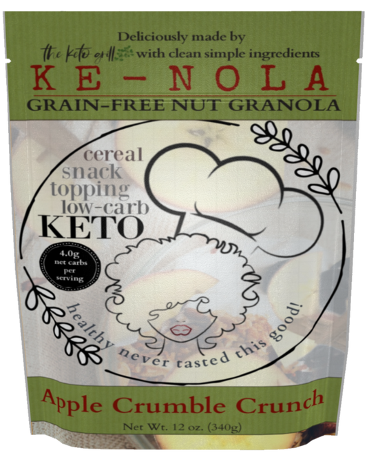 KE-NOLA GRAIN-FREE SOY-FREE GRANOLA Apple Crumble Crunch  Low-Carb Grain-Free Soy-Free Granola, Cereal & Topping | 12 oz
